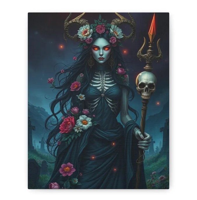 Fantasy Home Decor Wall Art - Hel's Bloom Dark Floral Print