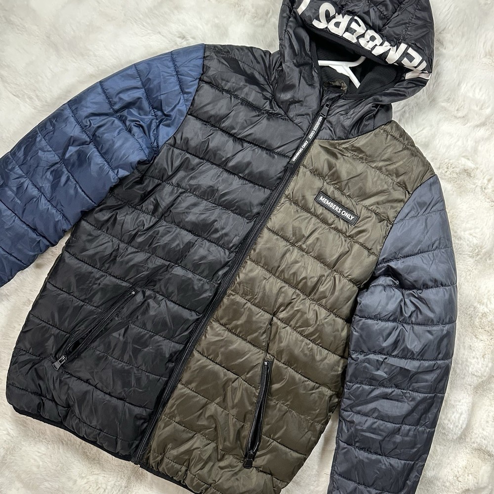 Men's Members Only Quilted Puffer Jacket Hooded Full Zip Size Small-image