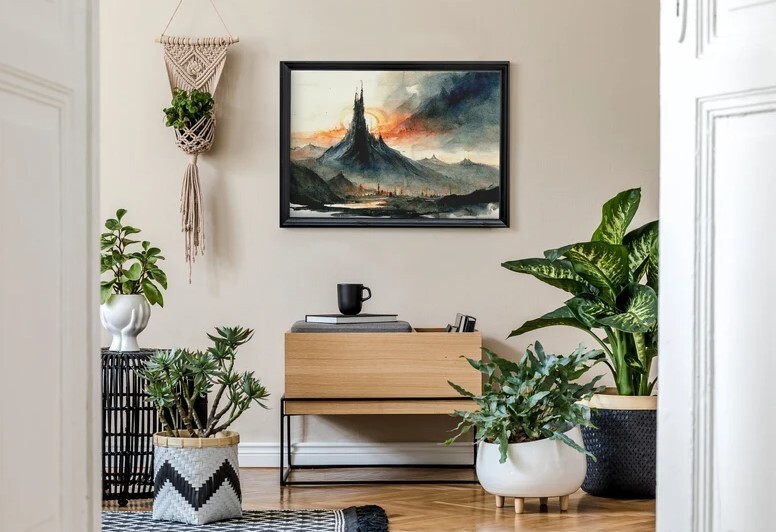 Lord of the Rings Mordor Watercolor Painting, Fantasy Art