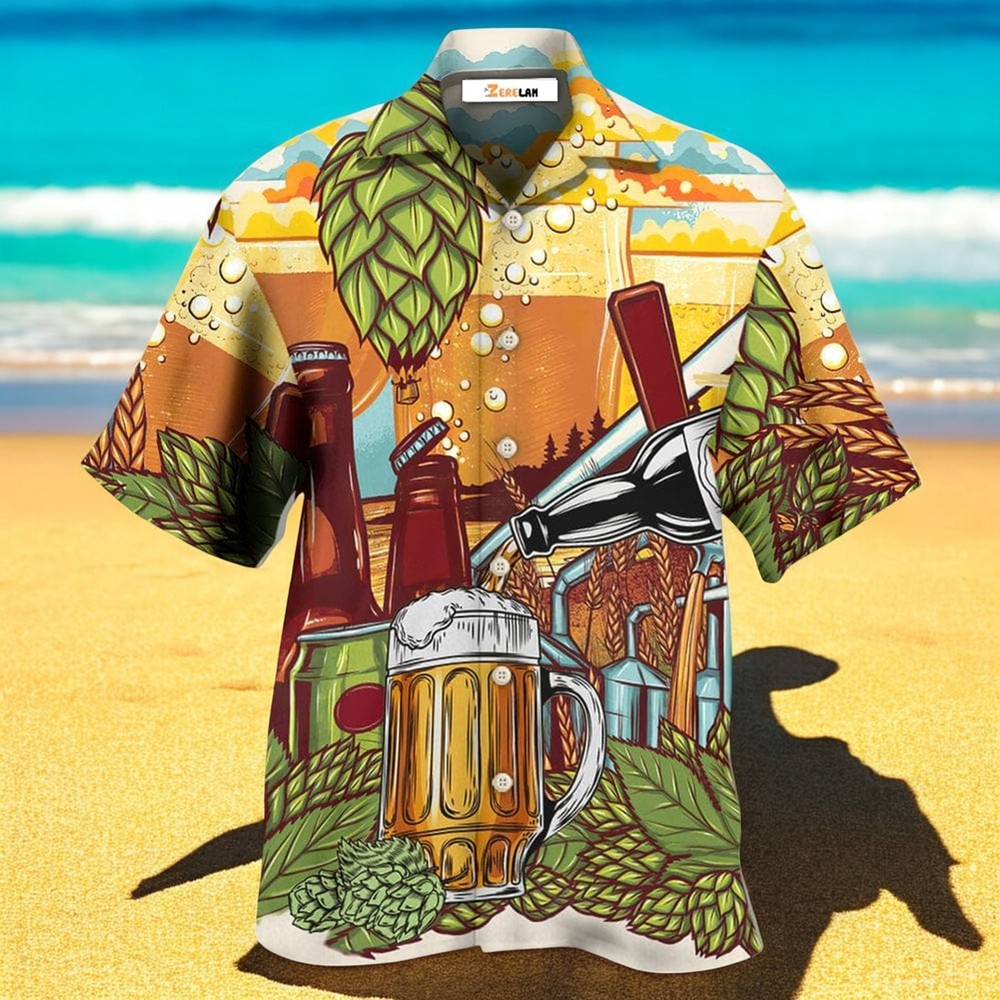 Beer Drinking It's Beer Time Hawaiian Shirt For Men US Size Summer Style New