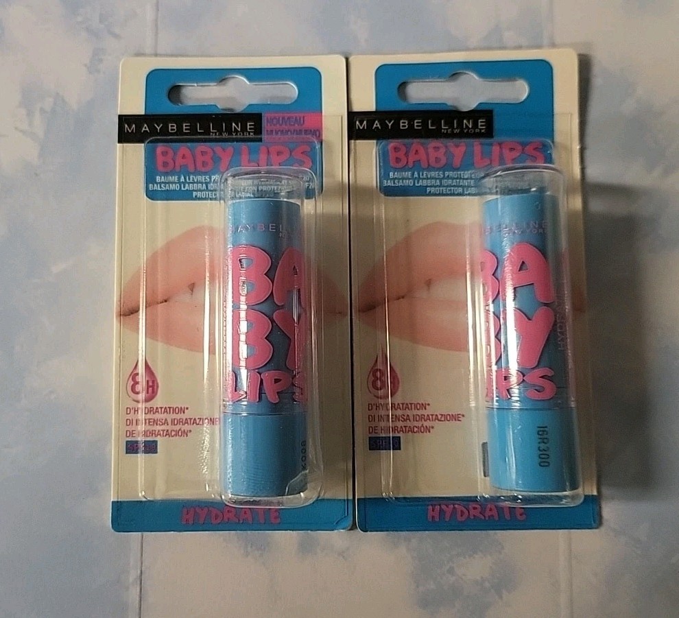 Lot of 2 Maybelline Baby Lips Moisturizing Lip Balm Hydrate