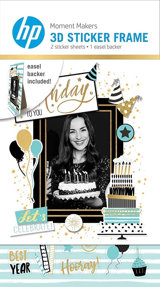 2 Sheets Let's Celebrate Birthday 3D Photo Sticker Frame Craft Planner Scrapbook