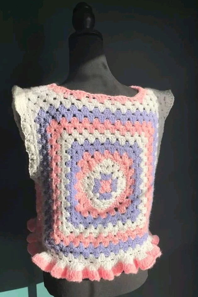 Handmade Crochet Granny Square  Vest  (Medium)