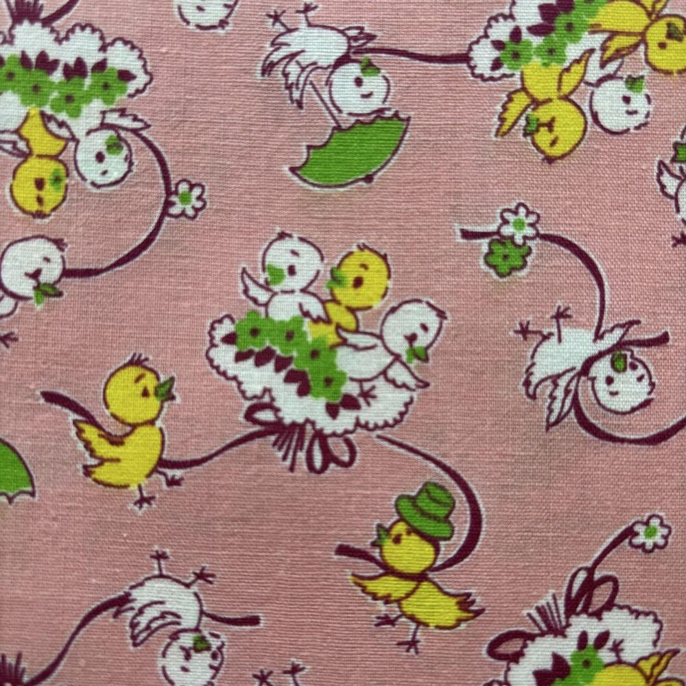 Vintage Bird Bouquet Print Fabric 30x30cm Animal Floral Design  