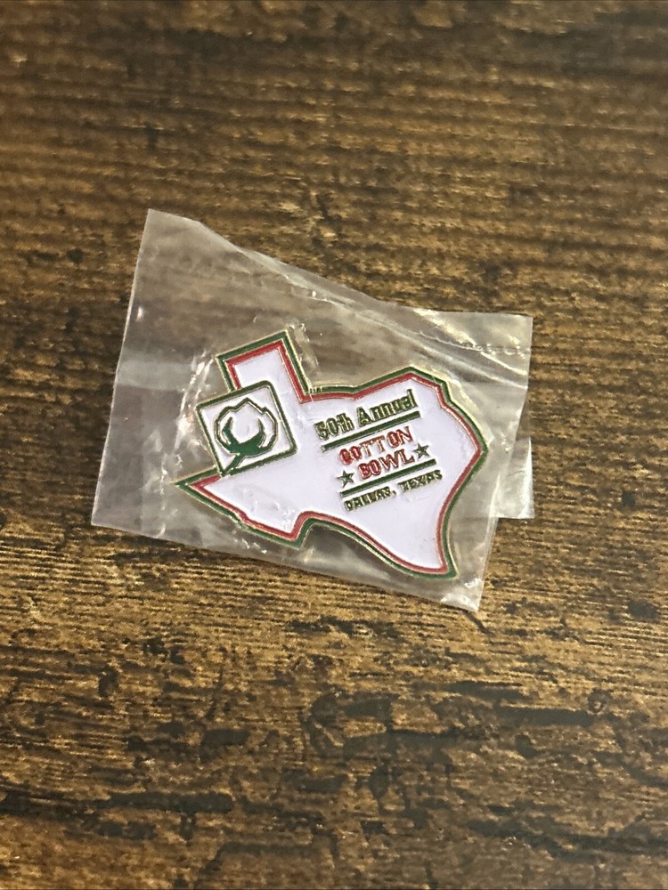 Vintage 1986 NCAA 50th Cotton Bowl Classic Texas Shape  Hat / Lapel Pin