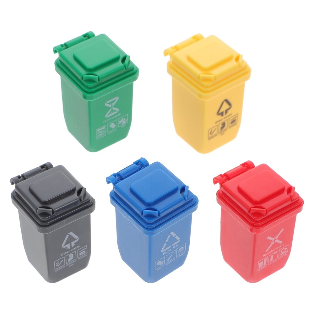 Cubo de basura pequeño de 5 piezas para casa de cubo de basura modelo casa de muñecas cubo de basura clasificador
