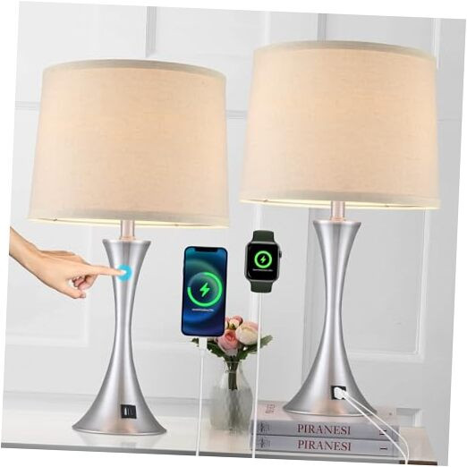 Table Lamp for Bedroom Nightstand Set of 2, Bedside Lamps with 3 Way Dimmable