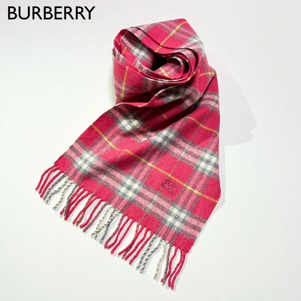 K179 Burberry Cashmere Blend Nova Check Scarf Gold Tag Wool Women Scarf Accessor
