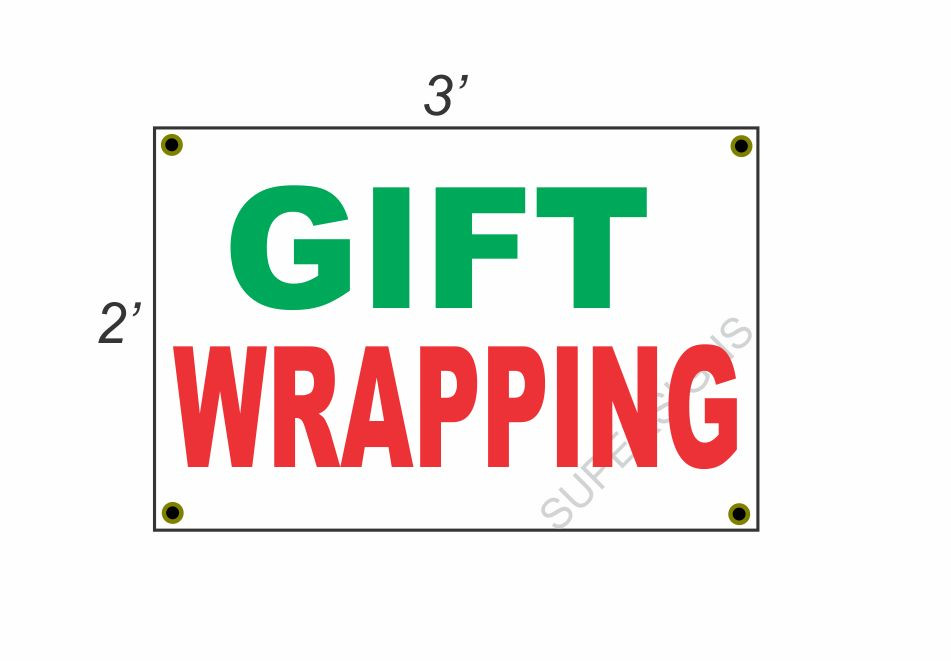 2x3 Red White Green Gift Wrapping Banner Sign New Discount Size Price