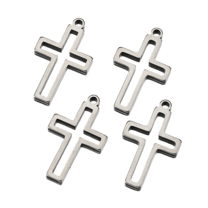 50pcs 16x11mm Hollow Cross Pendants in 304 Stainless Steel