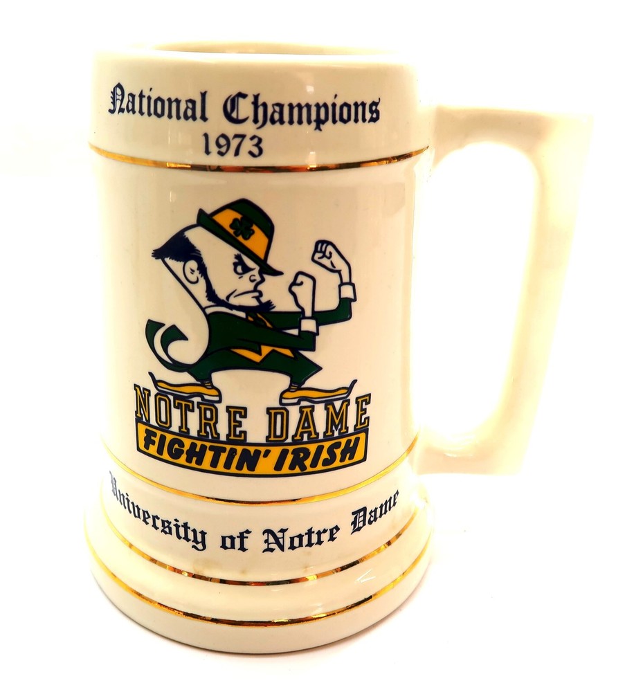 1973 Notre Dame Fighting Irish National Champions Beer Mug Tankard Sugar Bowl Collectible