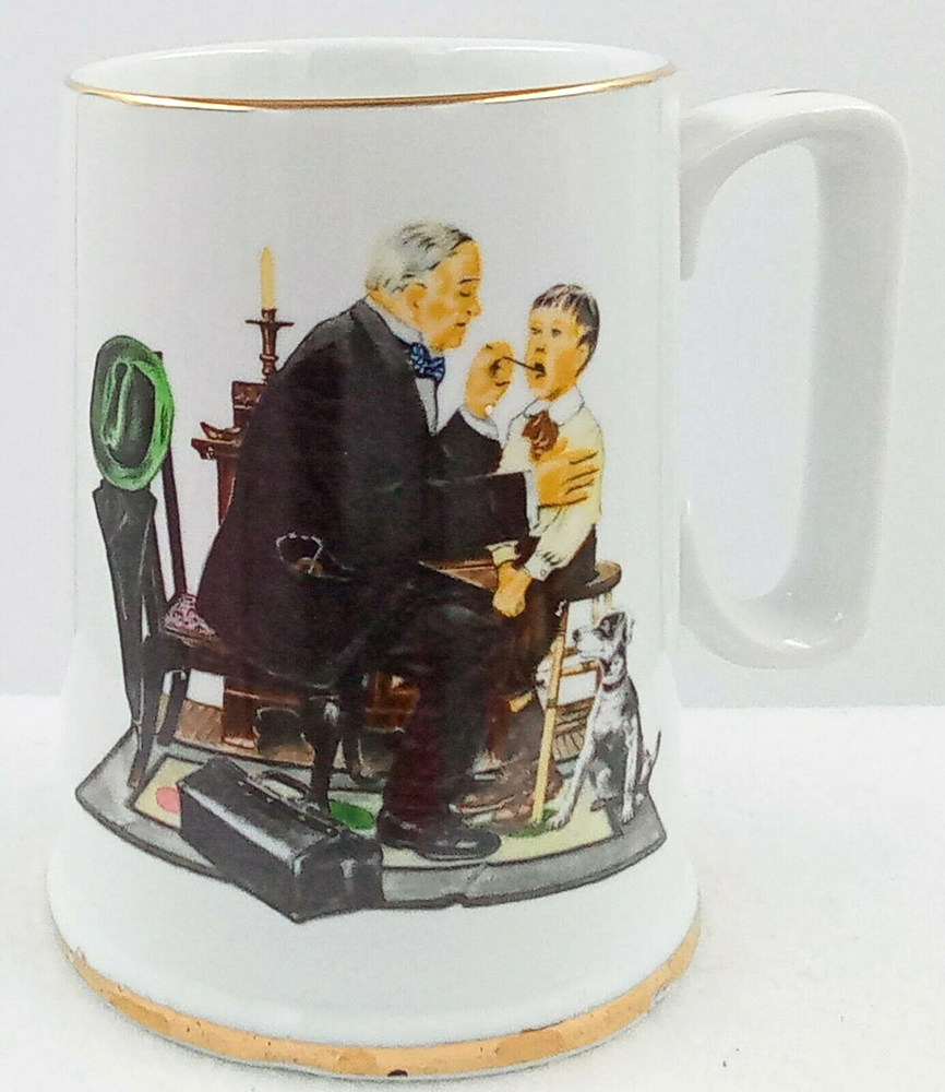 1986 Norman Rockwell Tankard Mug Cup Stein The Museum The Country Doctor Dog Boy