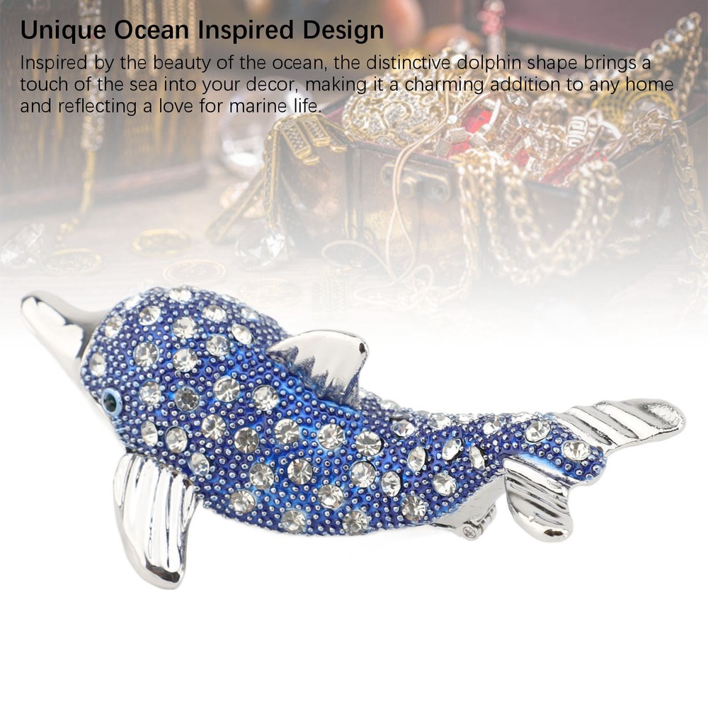 Dolphin Shaped Rhinestone Jewelry Box Handmade Ring Trinket Storage Case