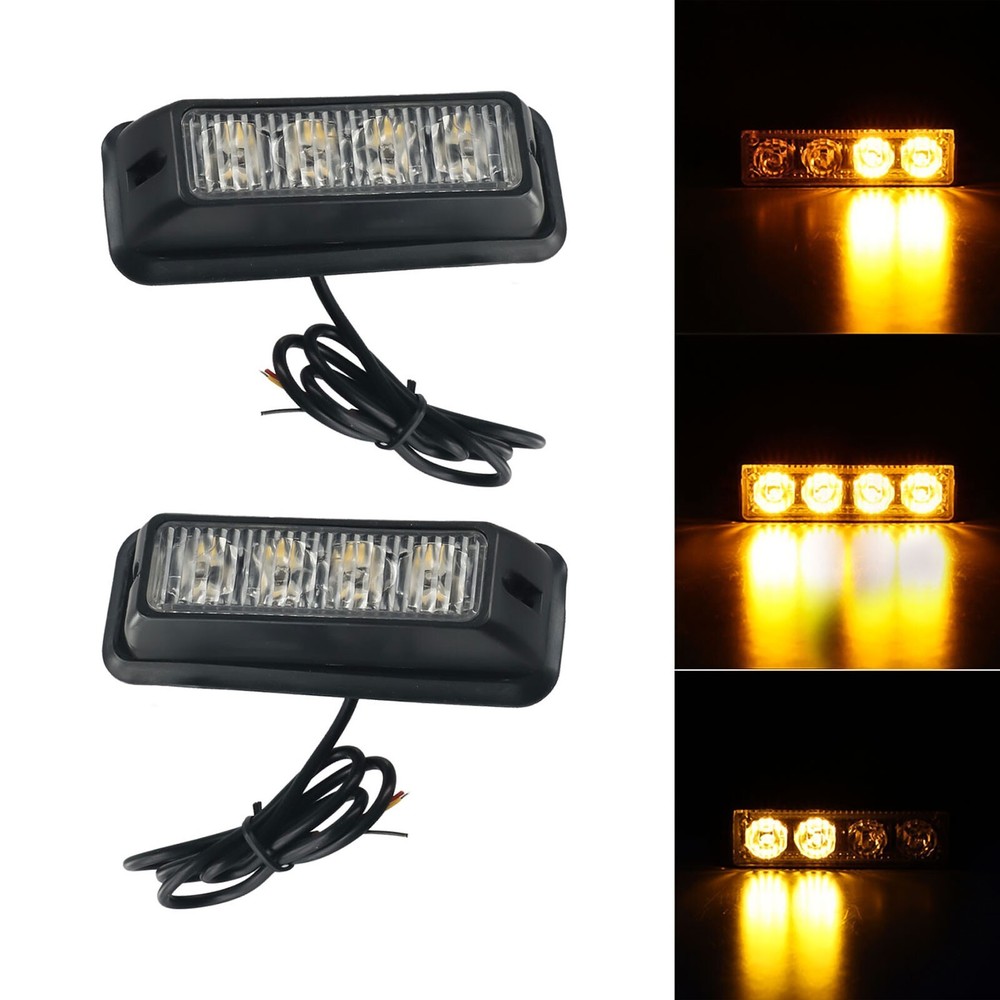 Hot Sale LED Car Flash Light Car Light 2pcs 12-24V 4 LED Beacon Light-image