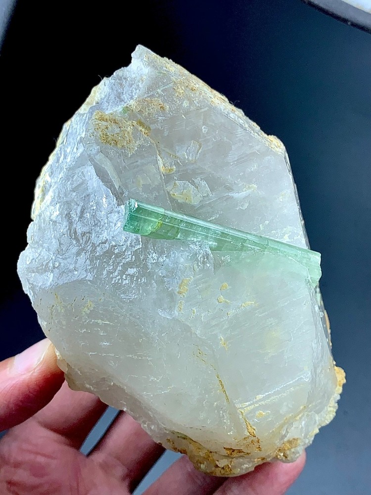 Natural Tourmaline Crystal On Quartz Specimen from Afghanistan 500 grams +