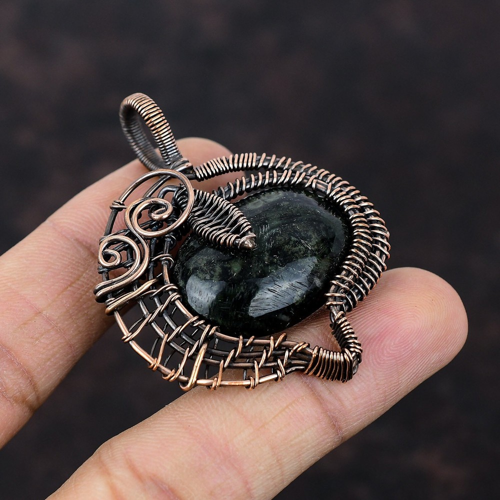 Christmas Sale Copper Oval Kambaba Jasper Stone Wire Wrapped New Pendant Jewelry-image