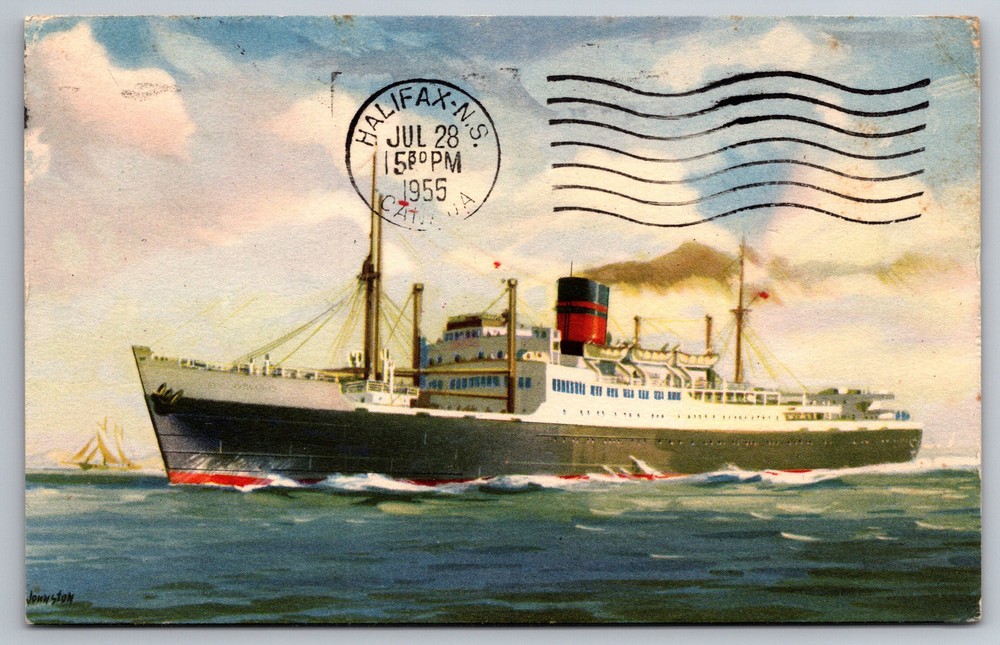Cruise Ship Ocean Liner RMS Newfoundland Furness Warren Line Postcard Z12