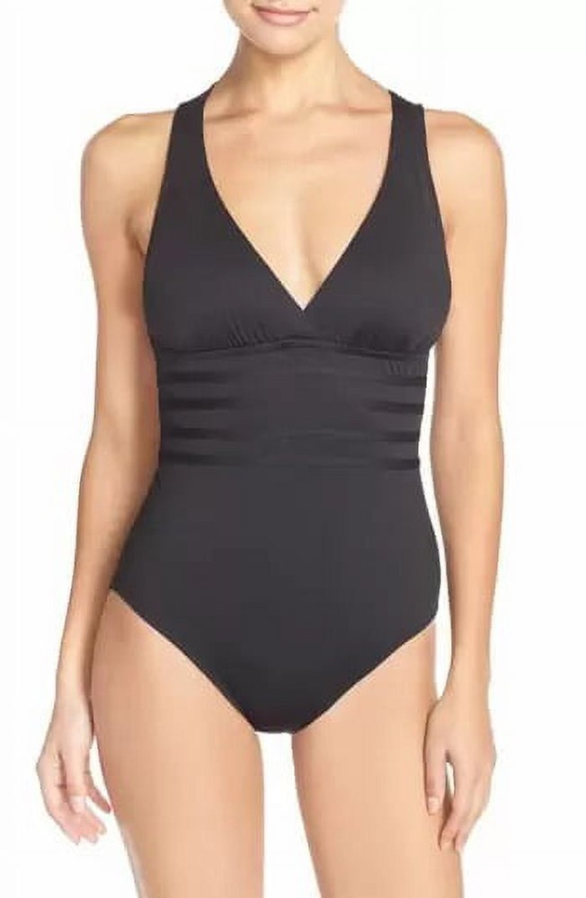 La Blanca Women's Cross Back One Piece Swimsuit Black Size 8