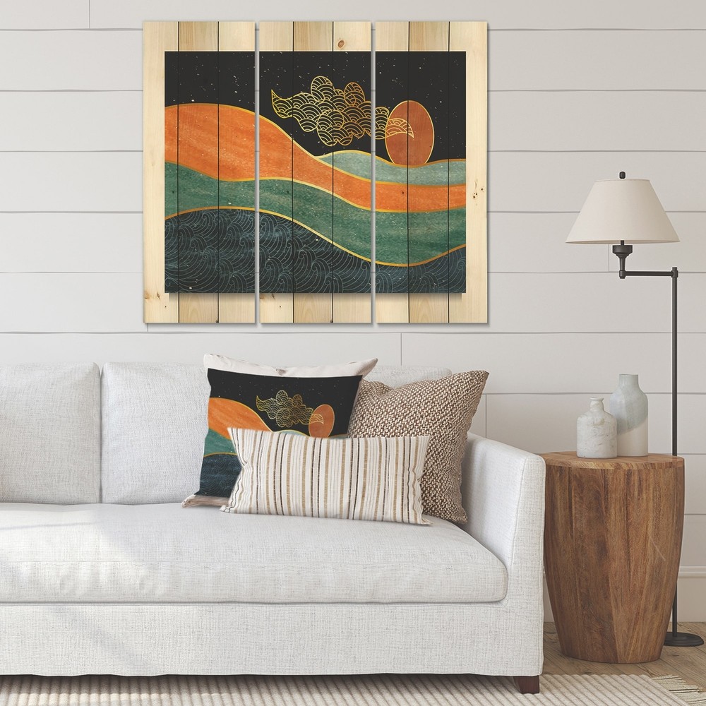 Designart 'Abstract Nature Sea Sky Sun Mountain Landscape'