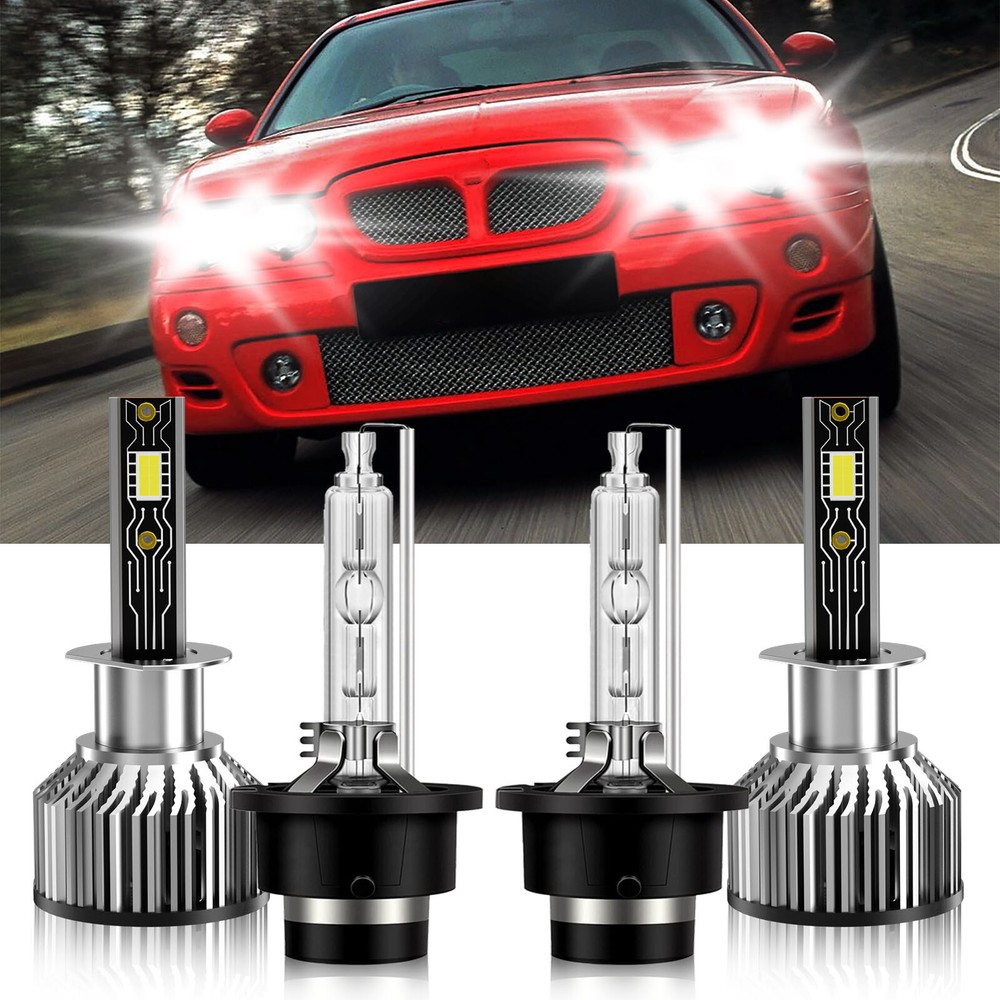 For MG ZT 2005-2005 4Pcs H1 D2S LED HID Headlight Lamps High Low Beam Bulbs