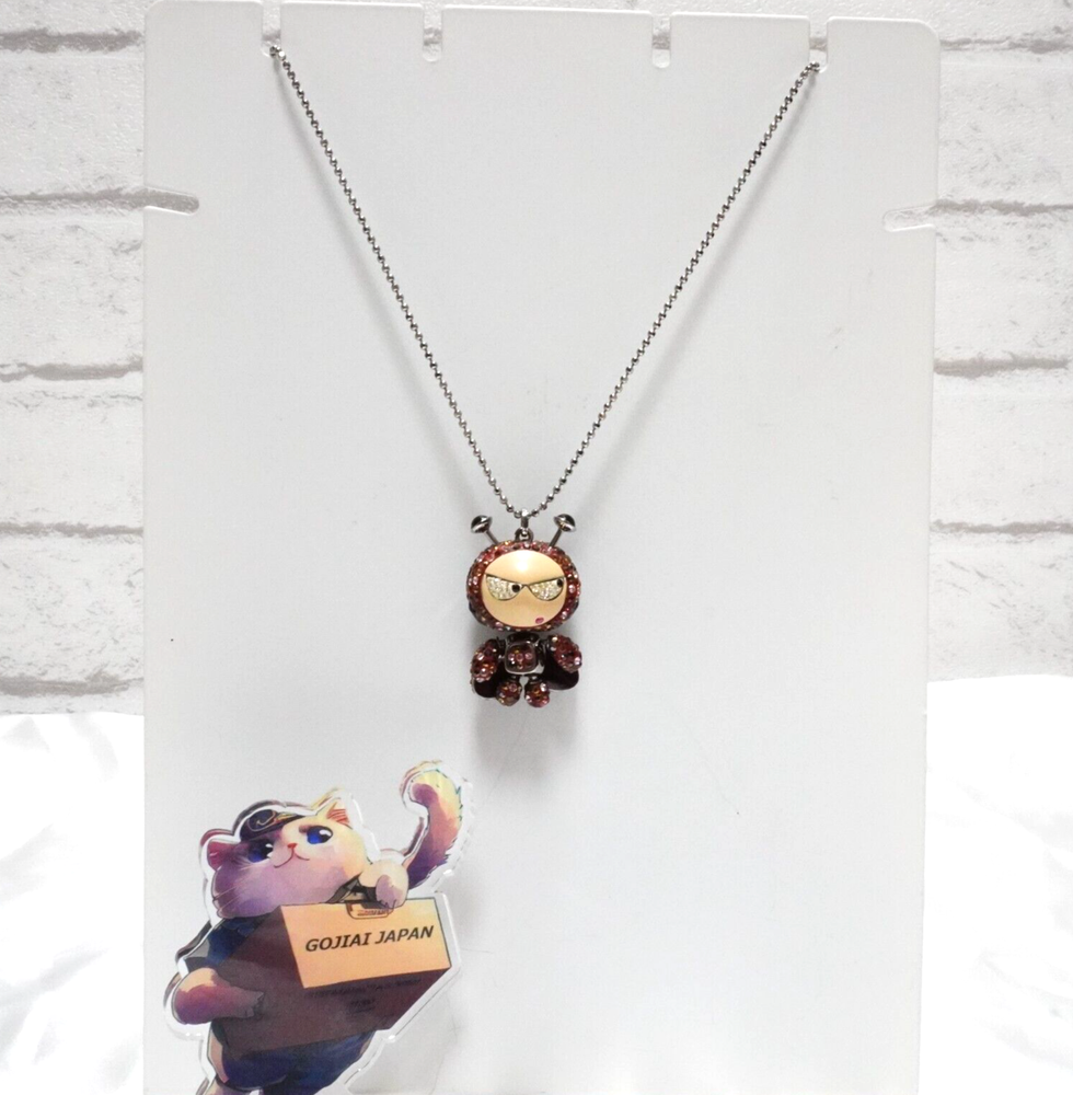 Swarovski Eliot Robot Silver Pendant Necklace 35.4 Inch Long Ball Chain Rare