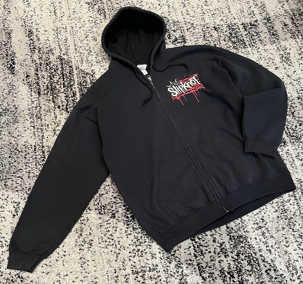 Vintage Slipknot USA Zip-Up Hoodie Metal Band Rock Large Size L