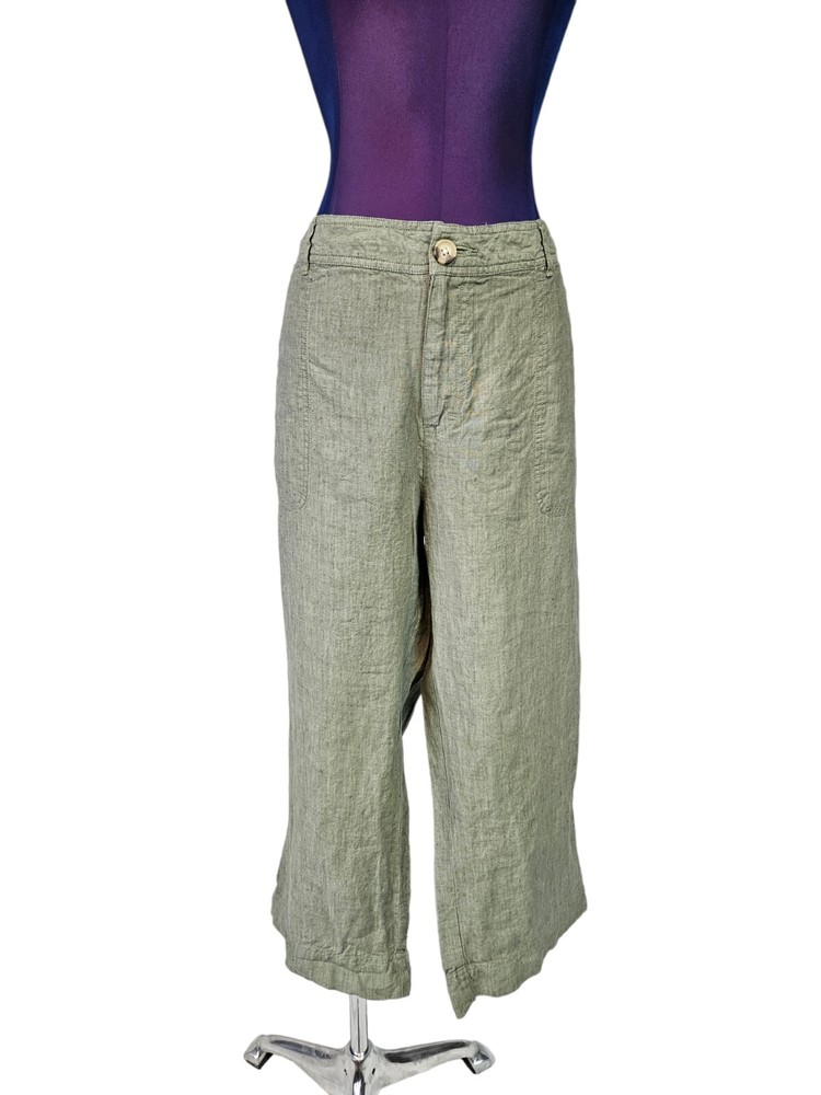 Cherokee Olive Green Linen Capri Pants Size 18 Women's Plus L15