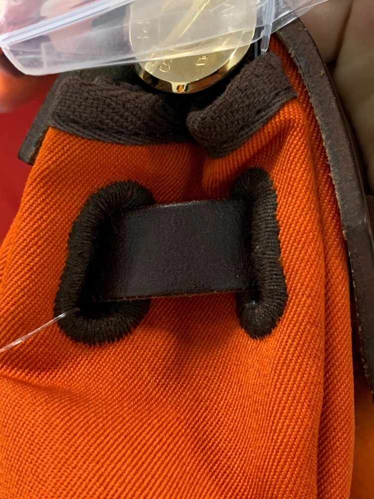 100% Authentic Hermes Herbag Reversible Red Or Orange Toile 2-in-1 Vintage Bag