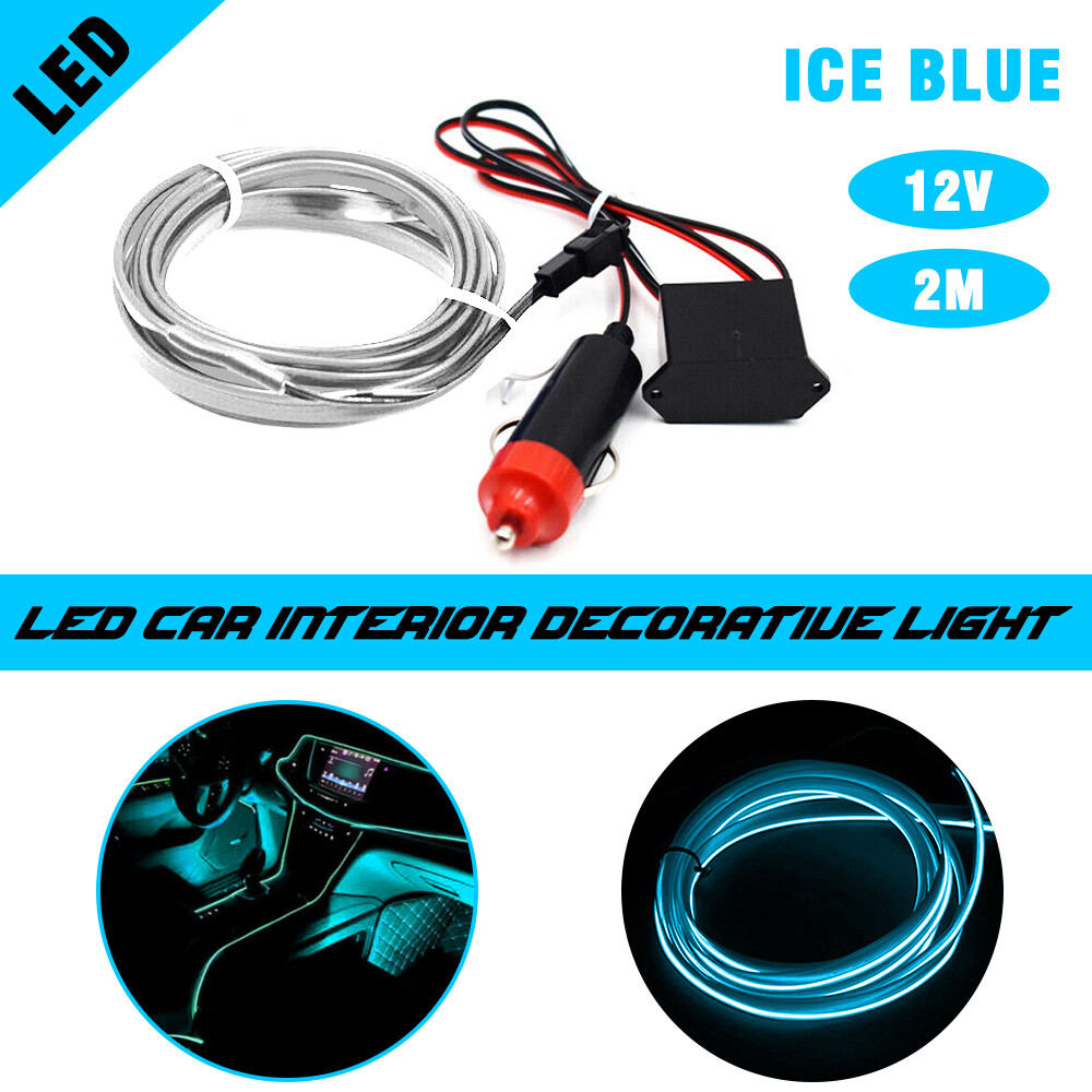 Car Interior Decor LED Atmosphere ICE Bulb EL Wire Strip Light Lamp Accessories