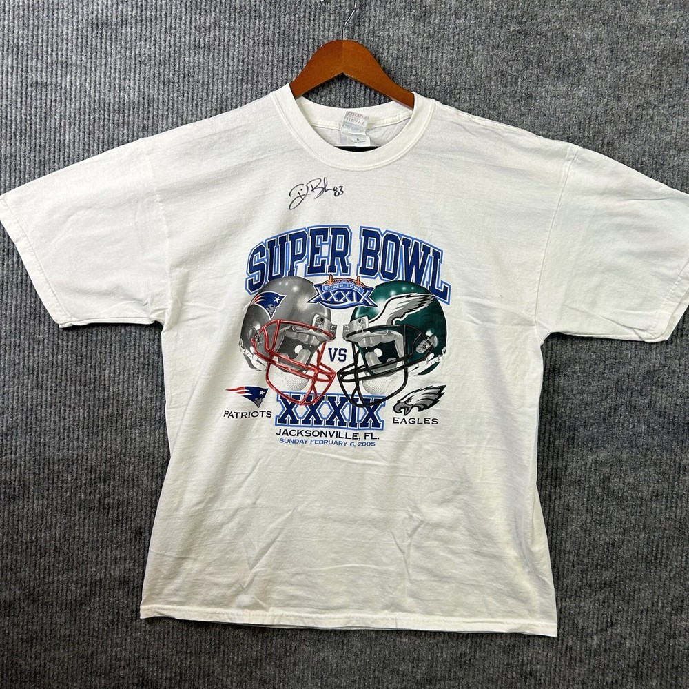 Vintage Super Bowl XXXIX T Shirt Men’s XL Patriots vs. Eagles NFL White
