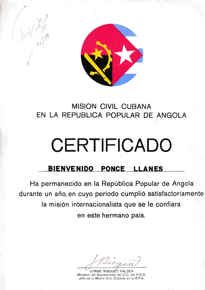 Fidel Castro And Jorge Risquet Valdé Signed Cuban Civil Mission Certificate 1979
