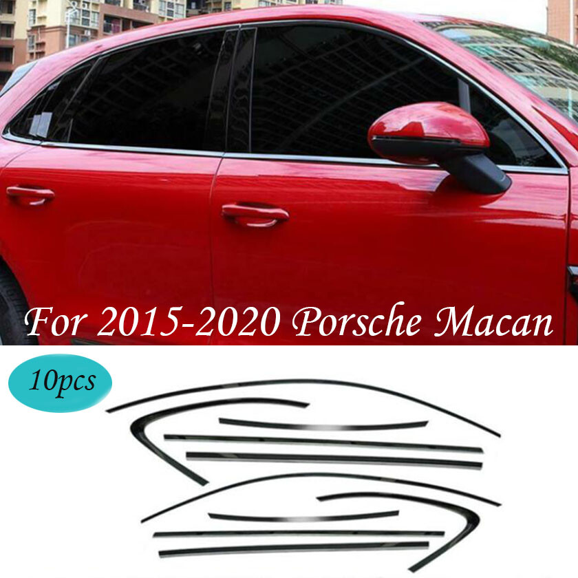 S.steel Black Chrome Car Window Strip Cover For 2015-2020 Porsche Macan Trim 910