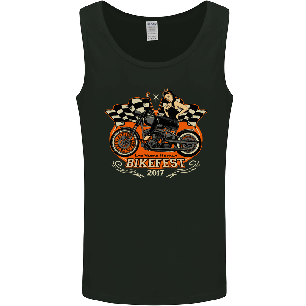 Las Vegas Biker Fest Motorcycle Motorbike Mens Vest Tank Top