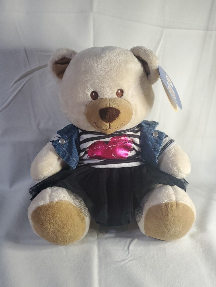 Build A Bear Workshop Velvet Hugs With Outfit Denim Jacket & Skirt NEW with TAGS