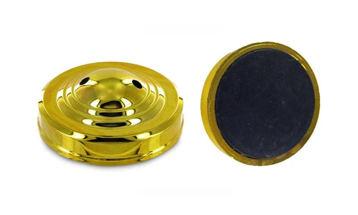 2-Hole Gold Desktop Weighted Flag Stand Base for 4x6in Stick Flags Display