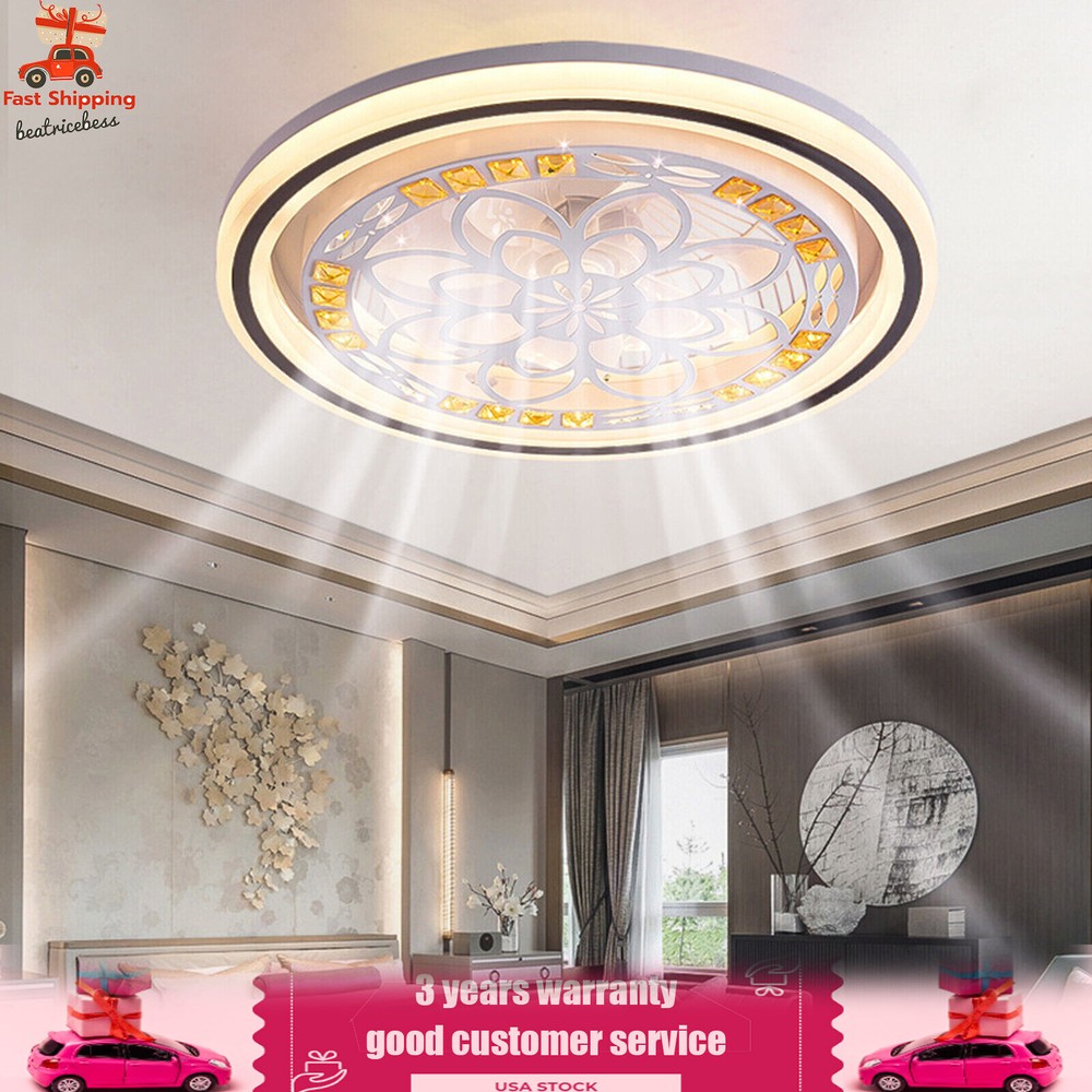 Modern Dimmable LED Ceiling Fan with Remote Chandelier Light