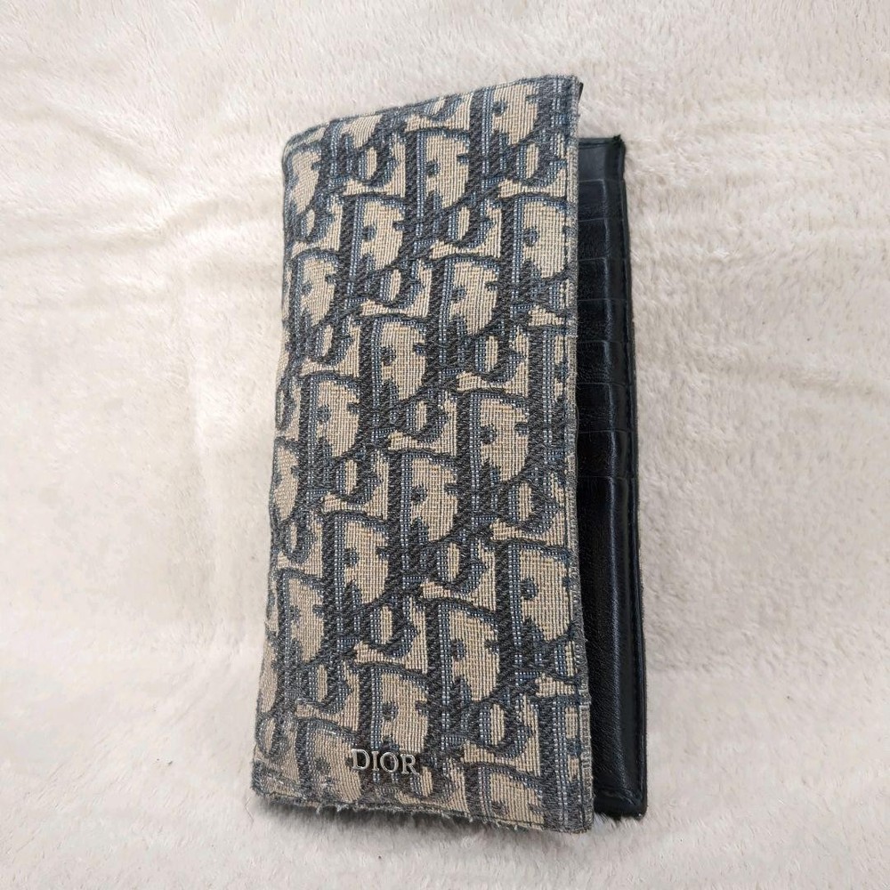 Christian Dior Vertical Long Trotter Oblique Leather Wallet Pre-Owned