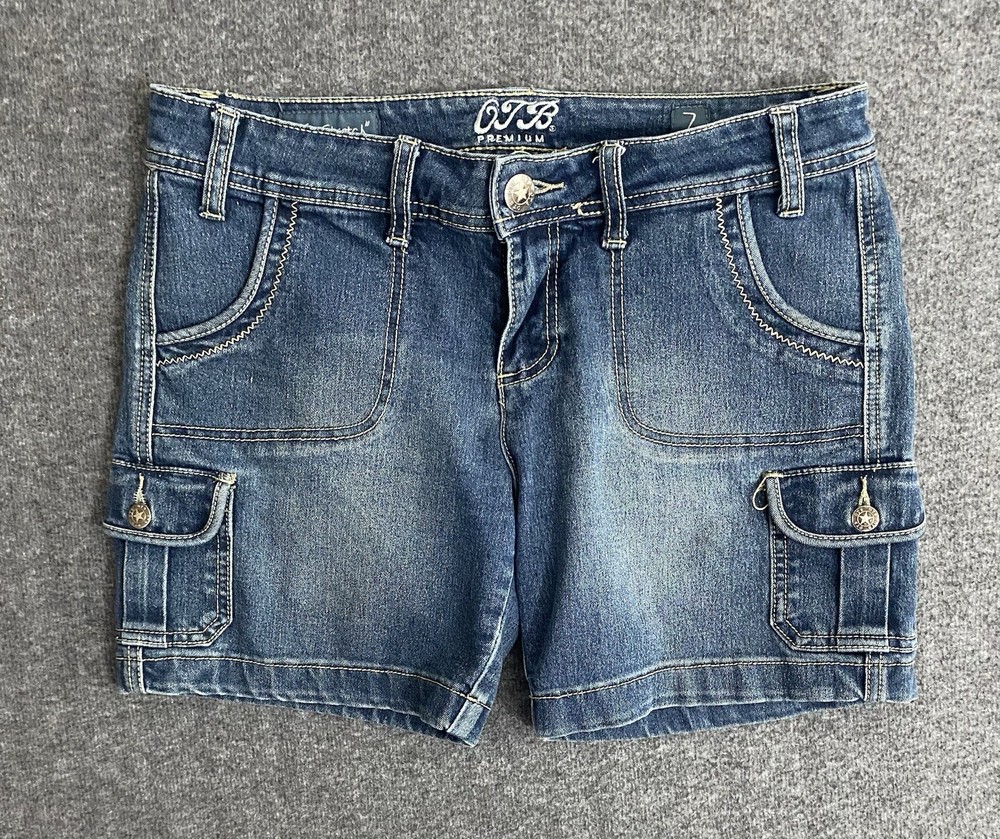 Women's OTB Premium Soft Stretch Jean Shorts - Pockets Denim Size 7