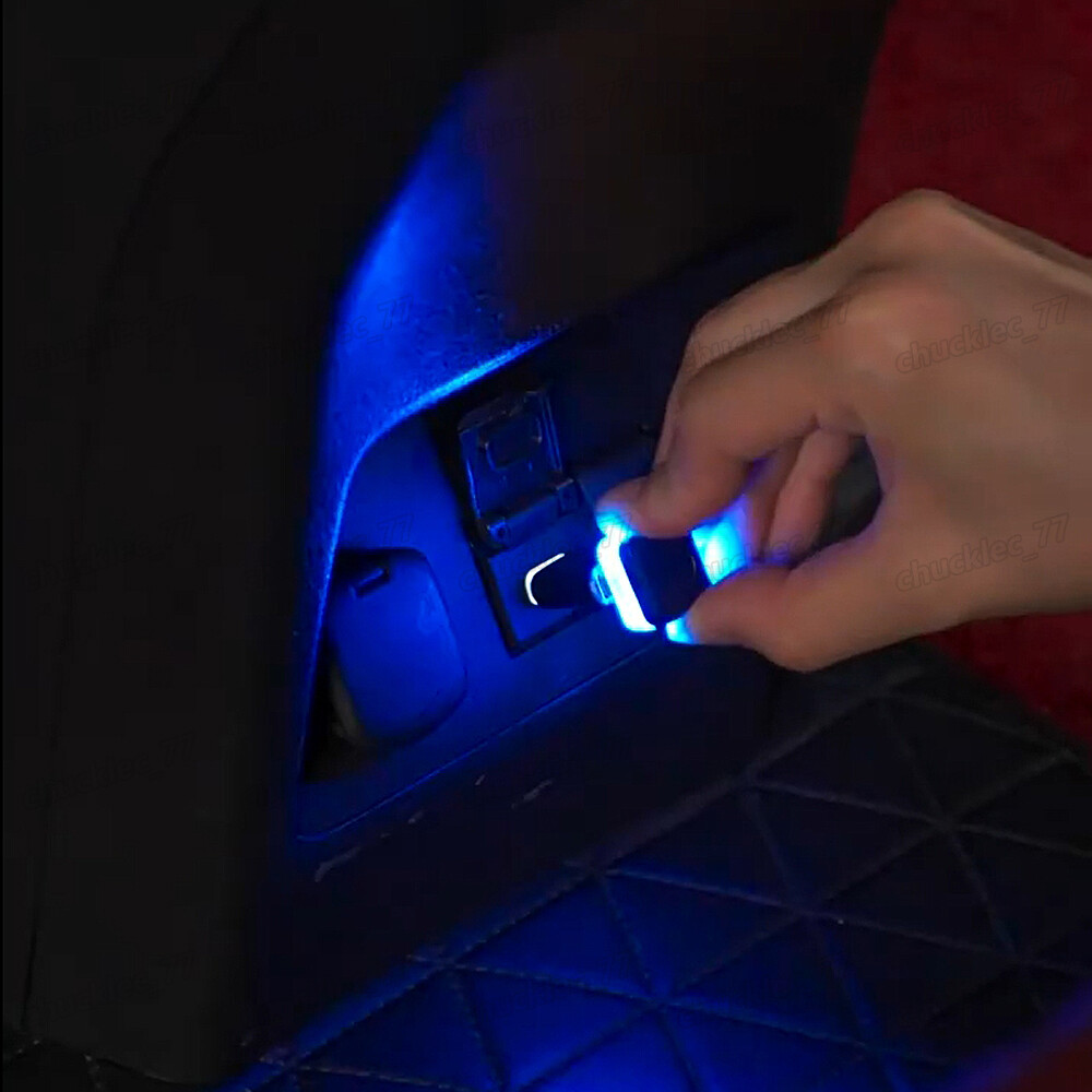 2x USB LED Car Interior Lighting Neon Atmosphere Light Ambient Lamp Accessories