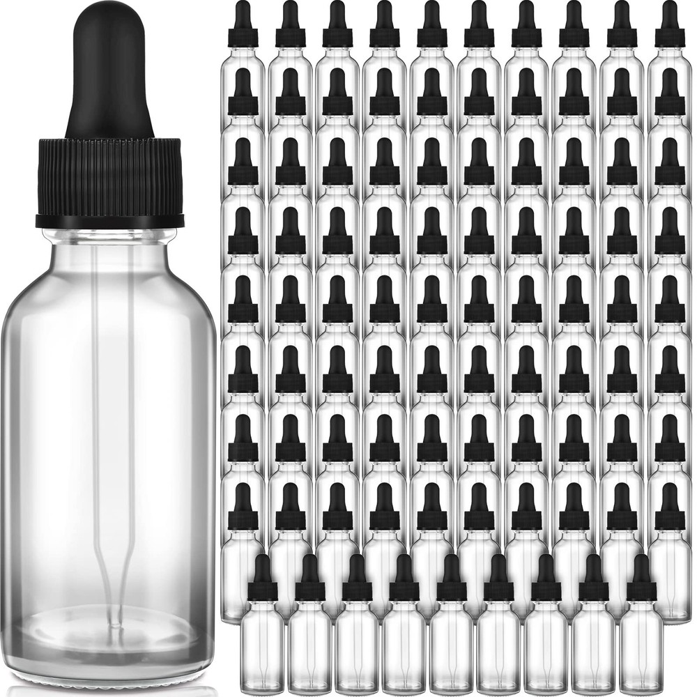 100 Pcs 1oz Glass Dropper Bottles Glass Eye Dropper Bottles Leakproof Glass B...