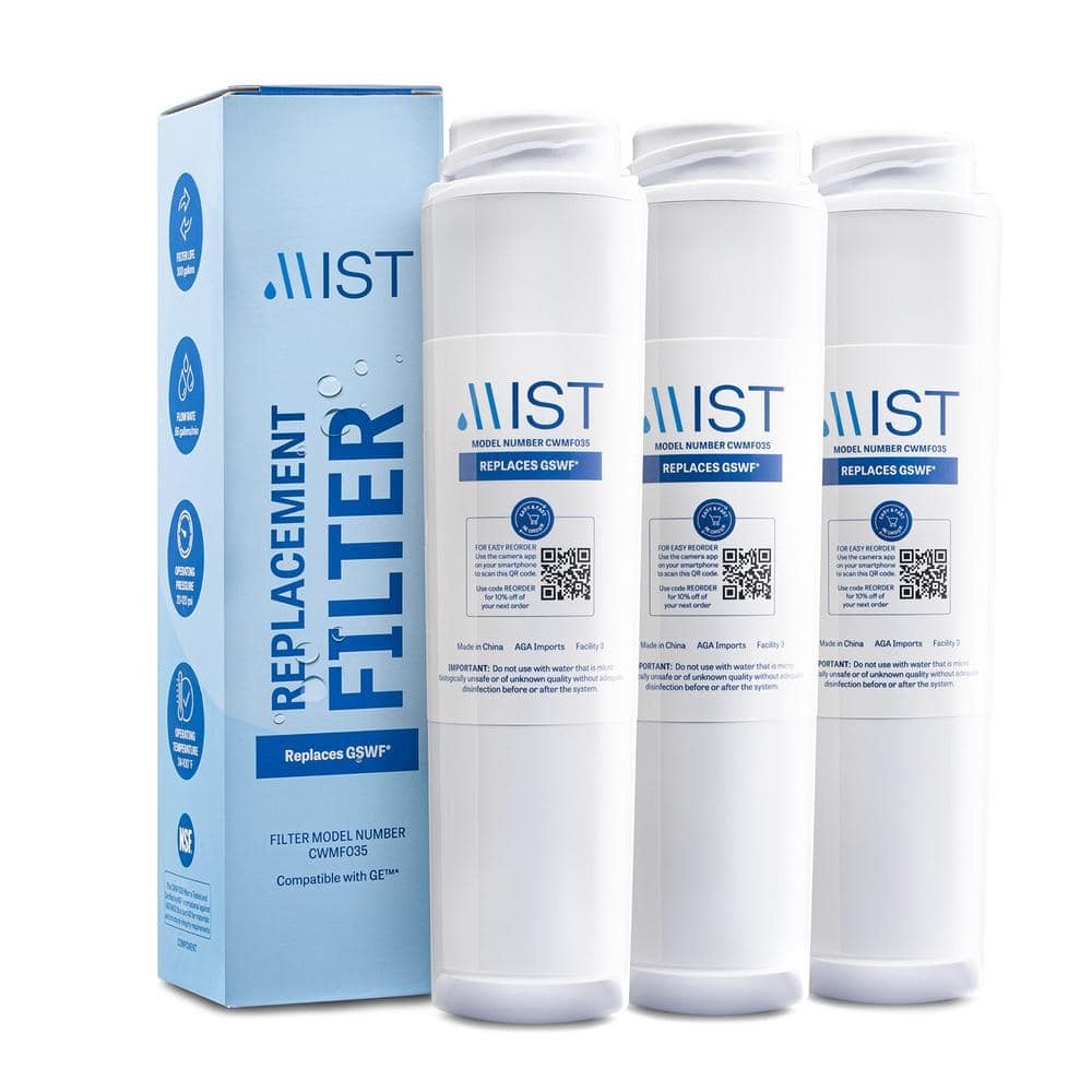 GSWF 3-Pack Refrigerator Water Filter Compatible with GE GSWFDS 100749-C 100810/A  