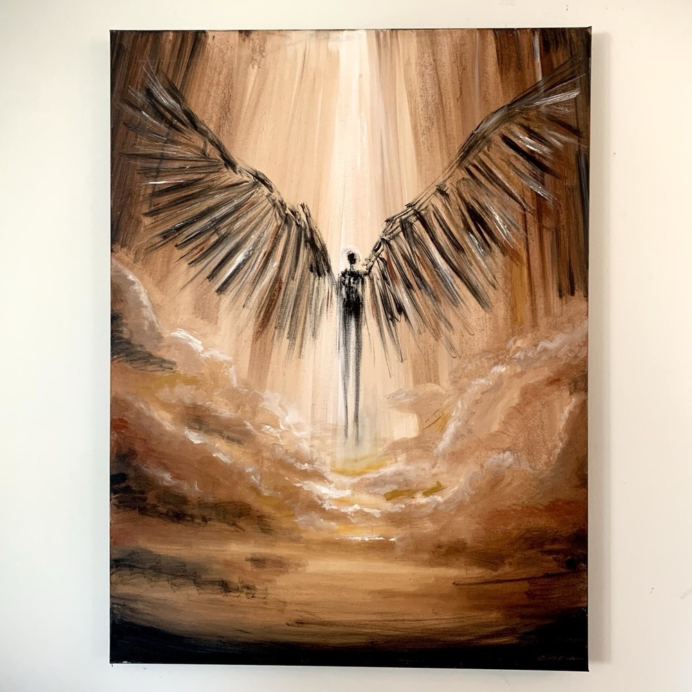 Original Spiritual Oil Painting “Guardian Angel”  40x30” by Chip Ghigna