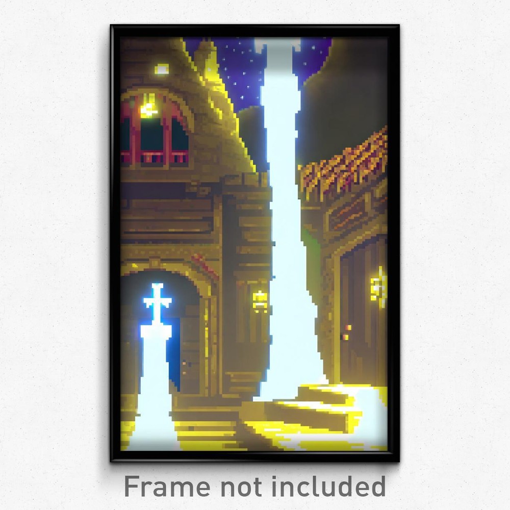 8 Bit Pixel Art Poster - Squiggly Nunnery Psychedelic Trippy Video Game Print