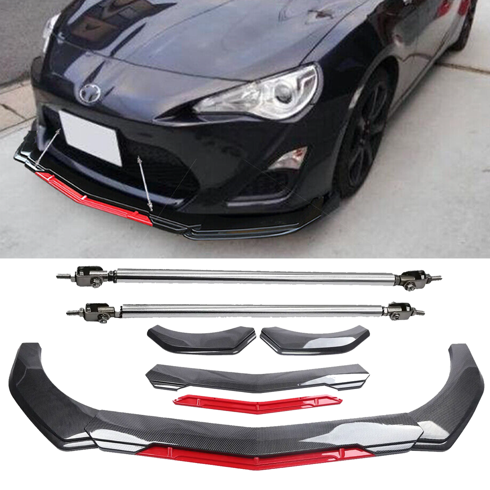 17-20 Toyota 86 GT Carbon Fiber Front Bumper Lip Spoiler & Splitter Strut Rod