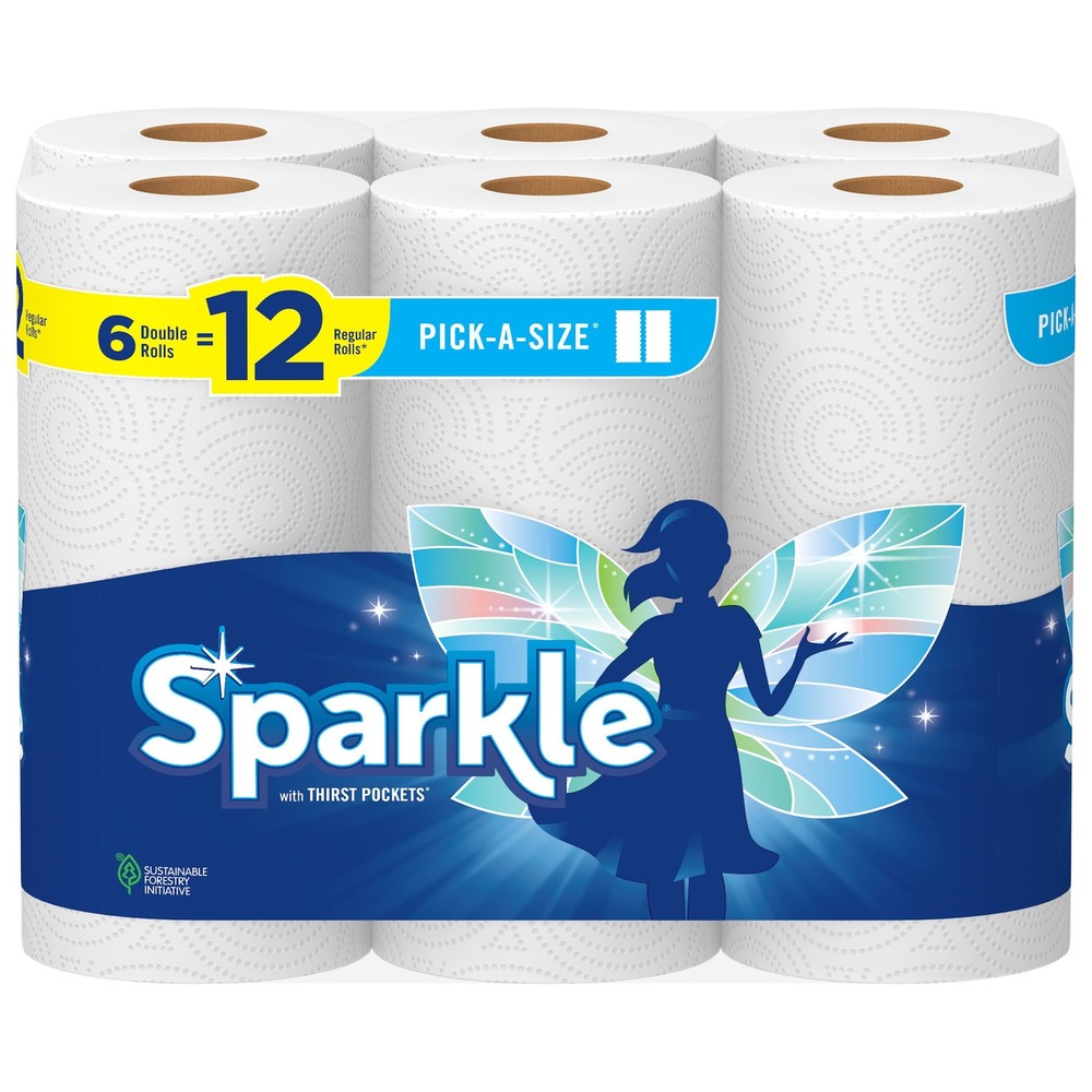 Sparkle Pick-A-Size Paper Towels 6 Double Rolls Equivalent to 12 Regular Rolls Everyday Value