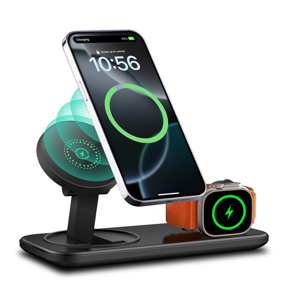 2in1 Magnetic Wireless Charger Dock For Apple Watch 10/9/8 iPhone 16/15/14/13/12