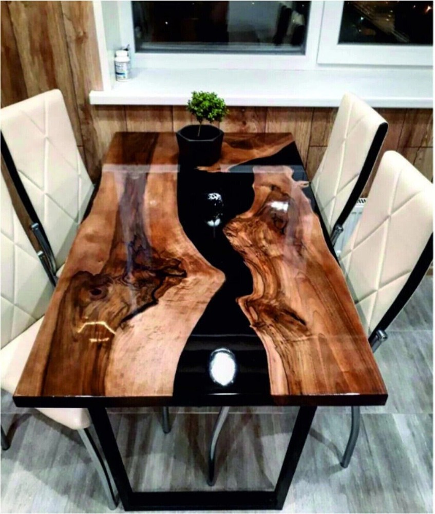 Black Epoxy Resin Dining Table Top, Office Counter Top Easter Day Sale Home Deco