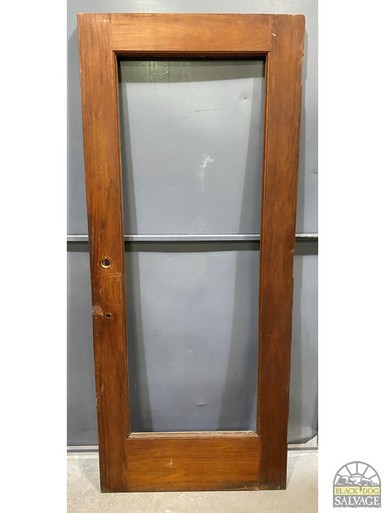 Full Glass Interior Door 35.75x85 Oak Walnut Veneer No Glass Salvage-image