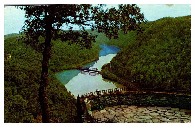 Postcard BRIDGE SCENE Hawks Nest State Park West Virginia WV 11/8 AU2443