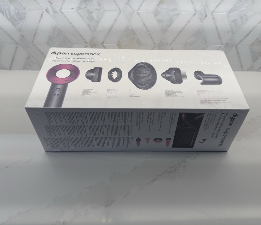 Dyson Supersonic Hair Dryer HD07 in Iron Fuchsia with 5 styling attachments
